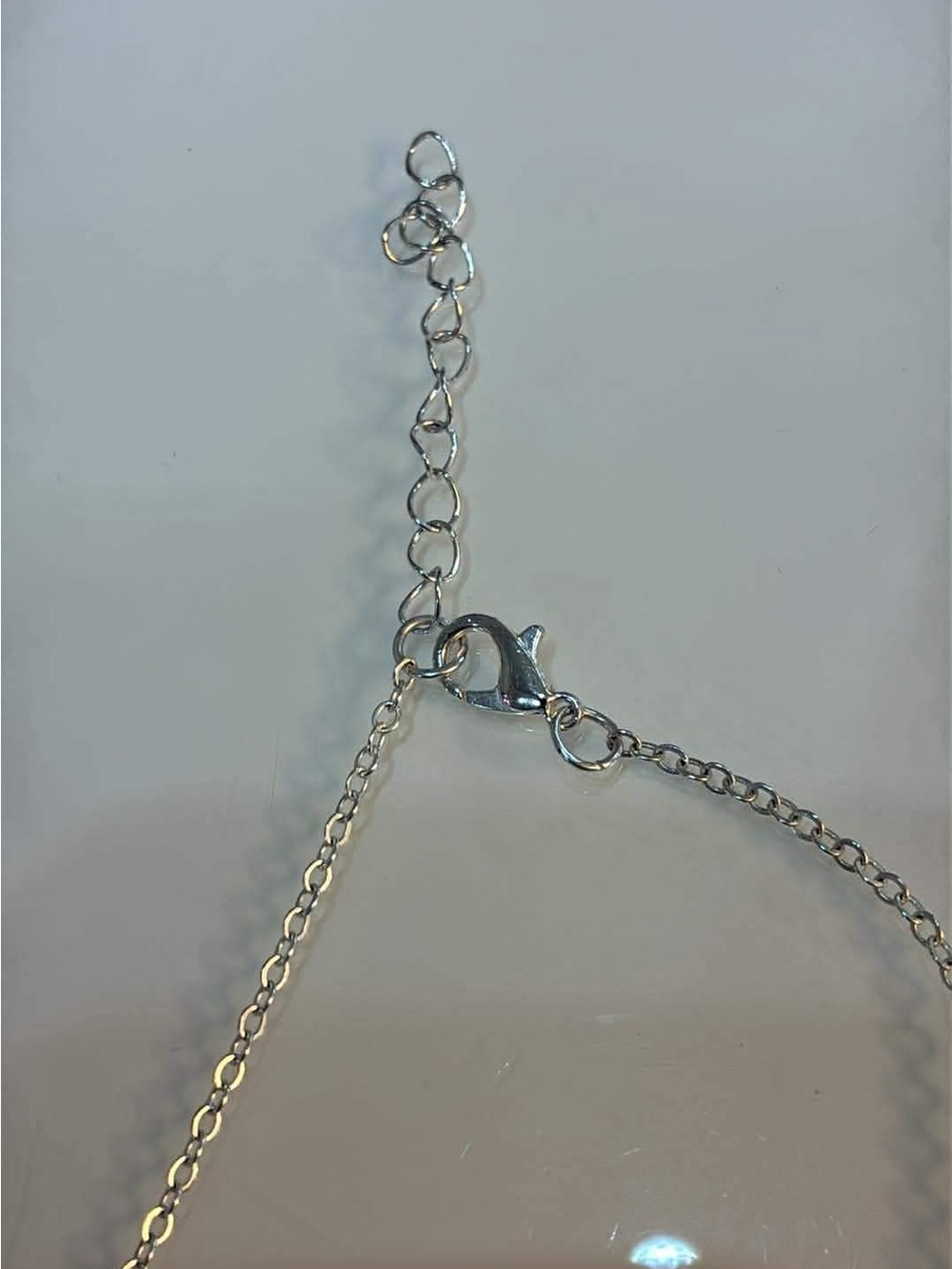 Silver Tone Linked Hammered Ring Necklace - Silver - Picture 4 of 5